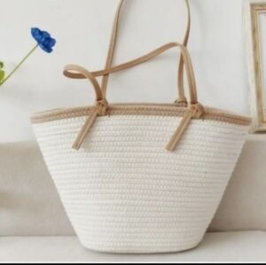 Woven Beach Bag Tote Bag Large Handbag Shopping Shoulder Bag Summer Pool NWOT